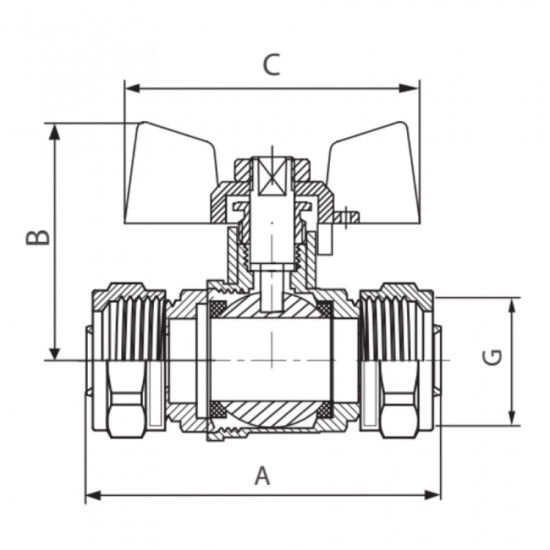 Кран кульовий Waterpro Wing 20x20 (MA0120)