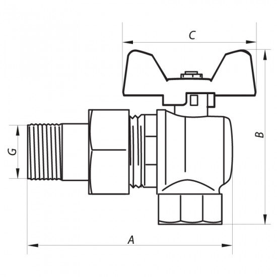 Кран кульовий з американкою кутовий 1/2" ГШМ (NF.941) Nolf (NF2964) Кран кульовий з американкою кутовий 1/2" ГШМ (NF.941) Nolf (NF2964)