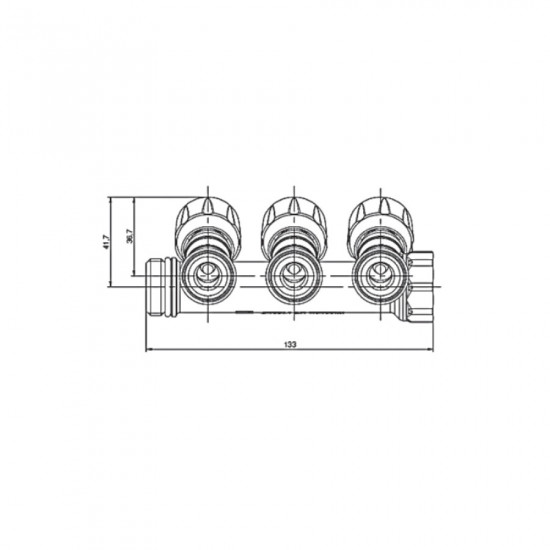 Колектор з регулюючими вентилями на 3 вих. Roho R809-03 - 3/4"x3/4" EK (RO0250)