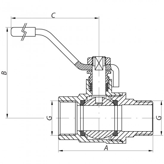 Кран кульовий KOER KR.215.G - 1/2" FM ГШВ YELLOW, ручка "важіль" жовта (KR0116)