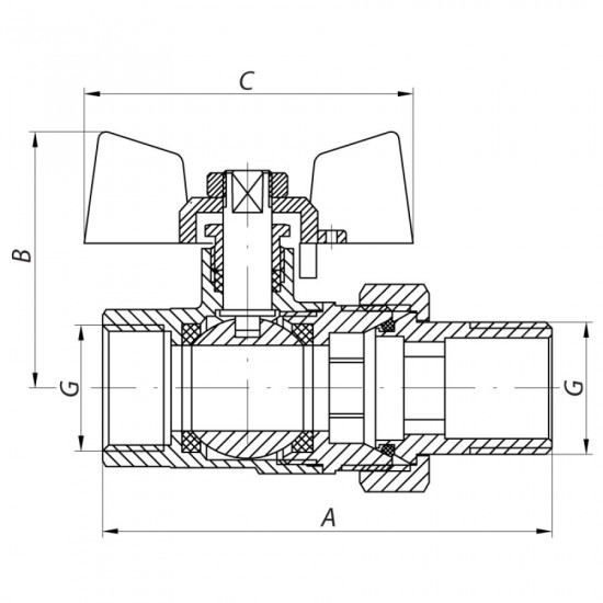 Кран с американкой 1/2" прямой Waterpro красный (WP0151)