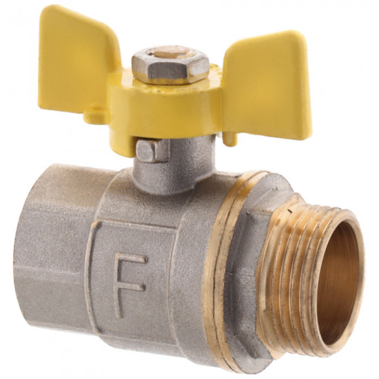 Кран шаровый FERRO PL 3/4" ГШМ газ art. 607 (латунный шар) (FE0561)