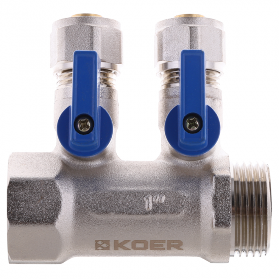 Коллектор с шаровыми кранами и фитингом Koer KR.1126-2 1"x2 ways (KR2838)