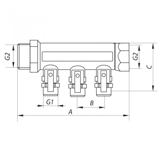 Коллектор с шаровыми кранами и фитингом Koer KR.1126-4 1"x4 ways (KR2840)