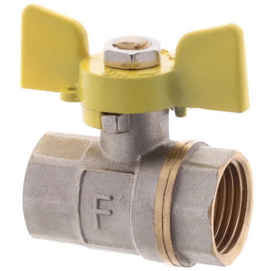 Кран шарового типа FERRO PL 1/2" ГГМ газ art. 602 (латунный шар) (FE0559)