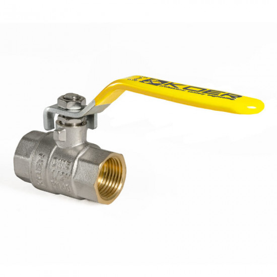 Кран кульовий KOER KR.214.G - 1/2" FF ГГВ YELLOW, ручка "важіль" жовта (KR0123)