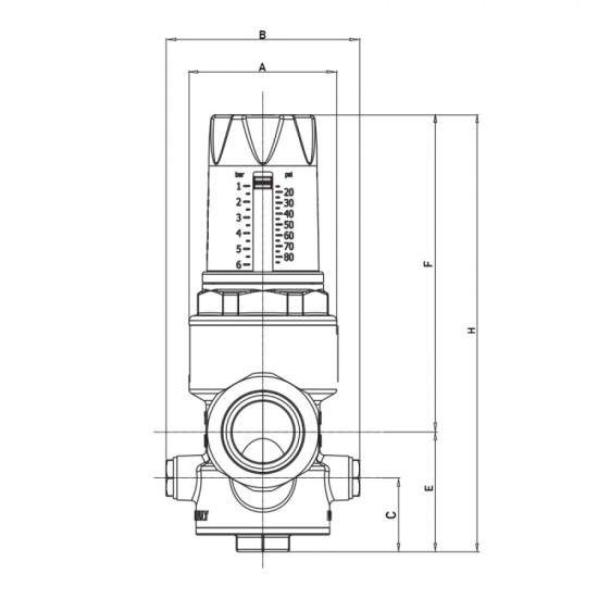 Редуктор тиску Roho R1202-050 - 1/2" ПН, PN25 (1-6 бар) мембранний (RO0145)