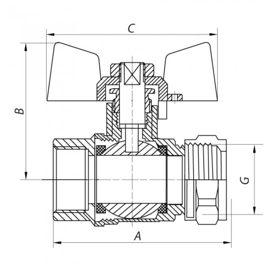 Кран шаровой Waterpro Wing 20x3/4F (MA0119)