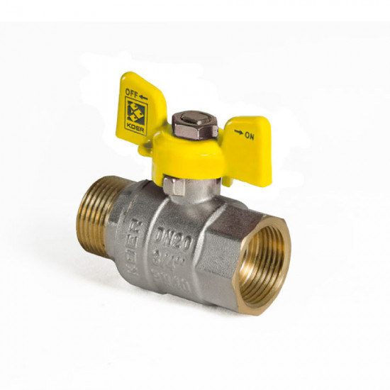 Кран кульовий KOER KR.218.G - 3/4" FM ГШМ YELLOW, ручка "метелик" жовта (KR0094)