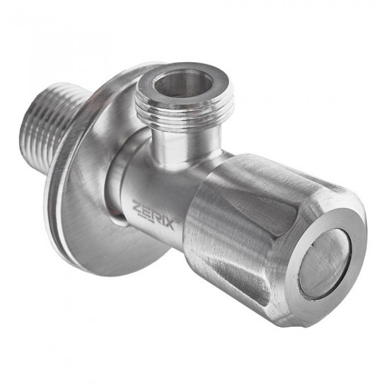 Кран для подключения сантехприборов Zerix VAL-04-1/2x1/2 из нерж. стали SUS304 (ZX4800)