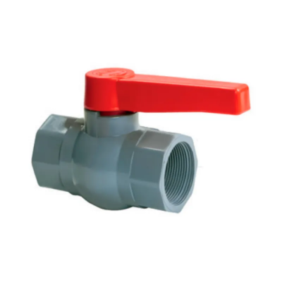 Кран шаровый Plamix PVF-2" FF PVC, ручка "рычаг" (серый+красный) (PM0630)