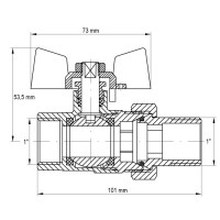 Кран с американкой 1" (Koer KR.227.W) белый (KR0098)