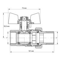 Кран с американкой 1" (Koer KR.227) (KR0013)
