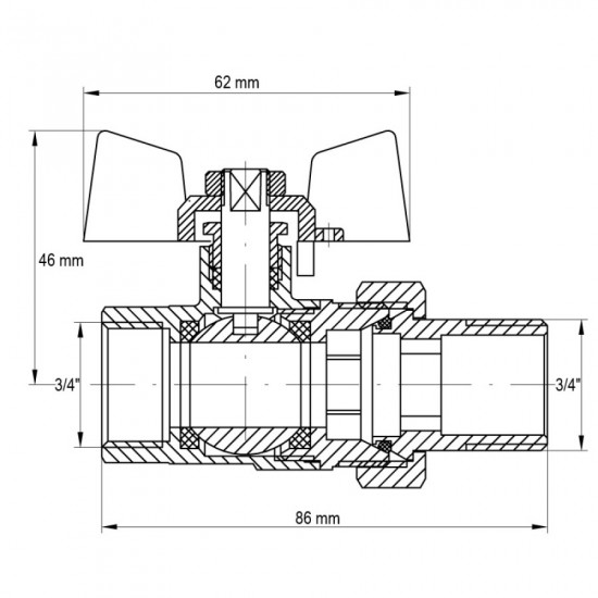Кран з американкою 3/4" (Koer KR.227) (KR0017)