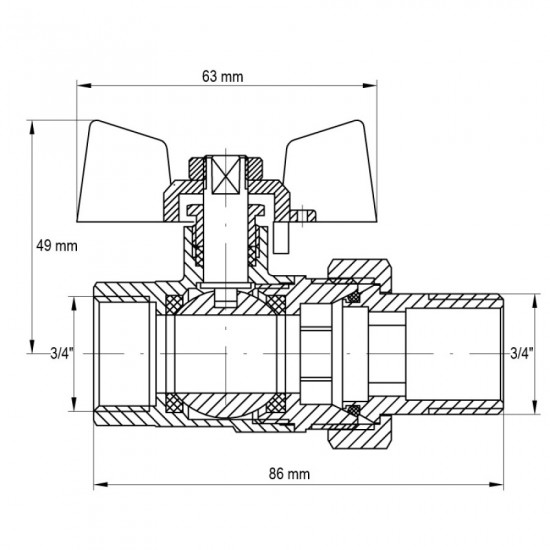 Кран з американкою 3/4" (Koer KR.227.W) білий (KR0097)