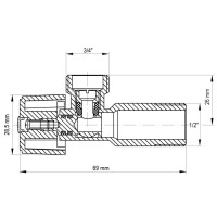 Кран для подключения сантехнических приборов Koer 1/2x3/4 (KR.511) (KR0102)