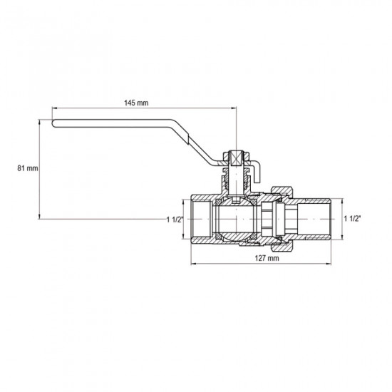 Кран з американкою Koer KR.229 - 1 1/2" ручка важіль (KR5664)