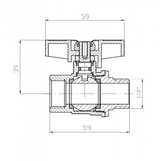 Кран кульовий ГШМ Koer Extreme KE.218-15 - 1/2" FM ручка "метелик" червона (KR5759)