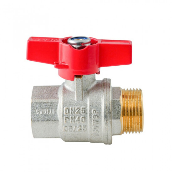 Кран кульовий ГШМ Koer Extreme KE.218-25 - 1" FM ручка "метелик" червона (KR5761)