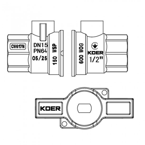 Кран кульовий ГШМ Koer Extreme KE.218-20 - 3/4" FM ручка "метелик" червона (KR5760)