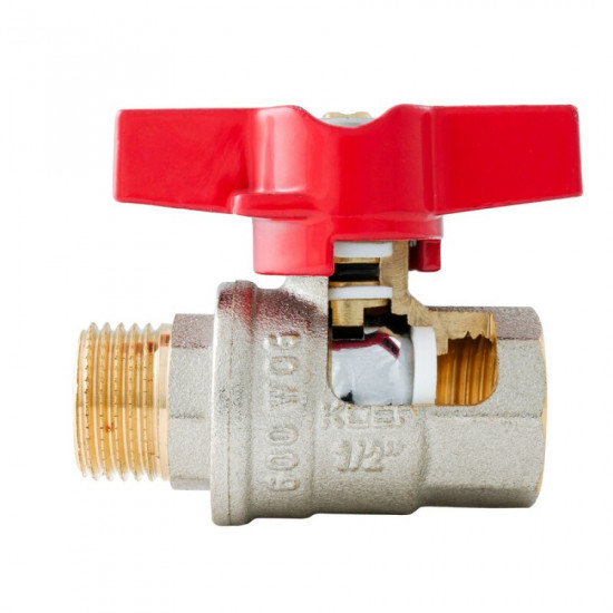 Кран кульовий ГШМ Koer Extreme KE.218-20 - 3/4" FM ручка "метелик" червона (KR5760)