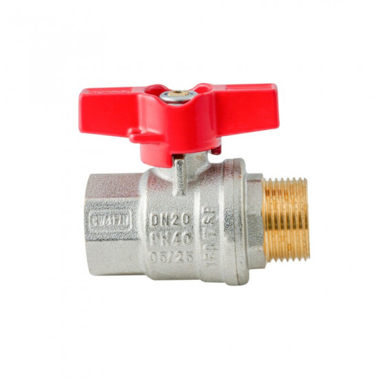 Кран кульовий ГШМ Koer Extreme KE.218-20 - 3/4" FM ручка "метелик" червона (KR5760)