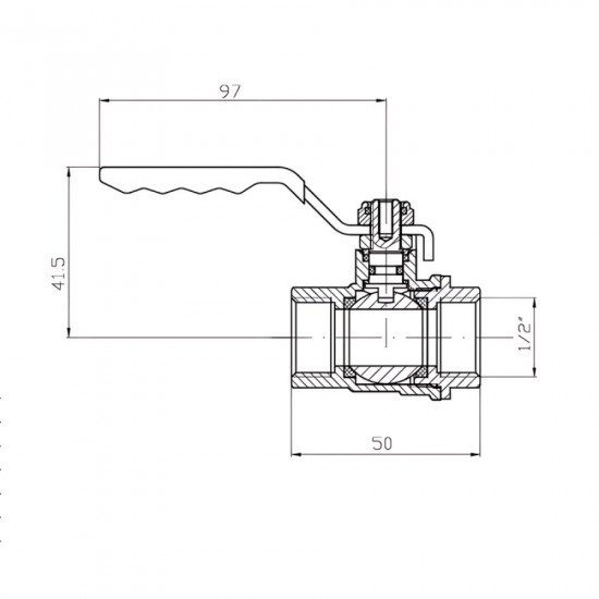 Кран кульовий ГГВ Koer Extreme KE.214-15 - 1/2" FF ручка "важіль" червона (KR5744)