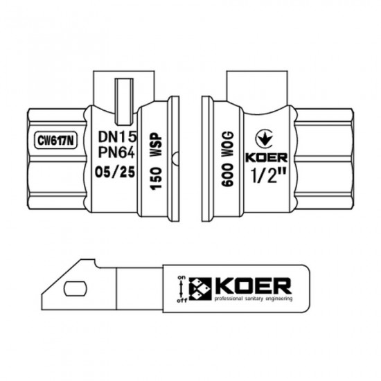 Кран кульовий ГШВ Koer Extreme KE.215-32 - 1 1/4" FM ручка "важіль" червона (KR5753)