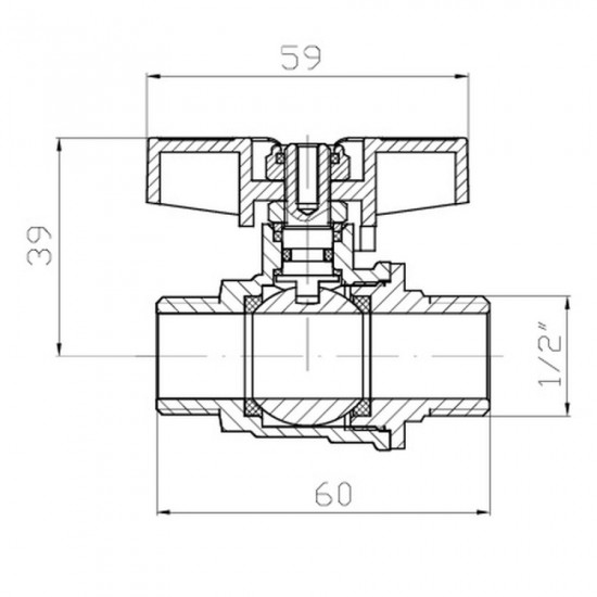 Кран球овий ШШМ Koer Extreme KE.219-15 - 1/2" MM ручка "метелик" червона (KR5762)