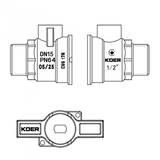 Кран球овий ШШМ Koer Extreme KE.219-15 - 1/2" MM ручка "метелик" червона (KR5762)