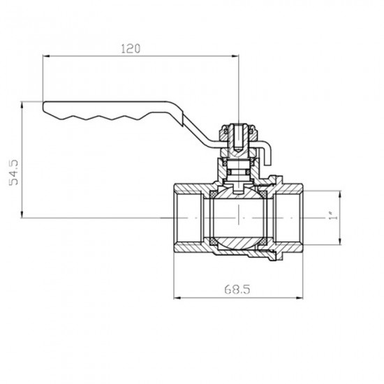 Кран кульовий ГГВ Koer Extreme KE.214-25 - 1" FF ручка "важіль" червона (KR5746)