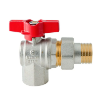 Кран с американкой угловой Koer Extreme KE.228-20 - 3/4" ручка "бабочка" красная (KR5764)