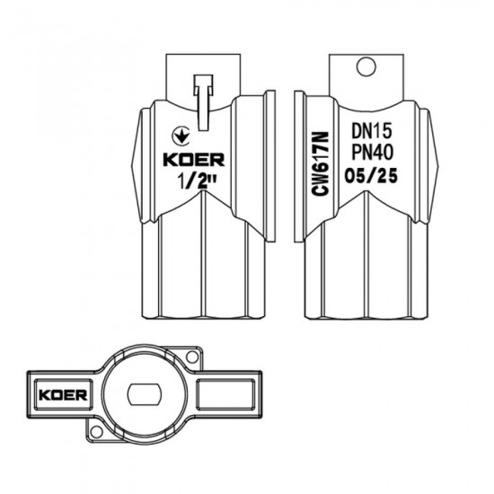 Кран з американкою кутовий Koer Extreme KE.228-20 - 3/4" ручка "метелик" червона (KR5764)