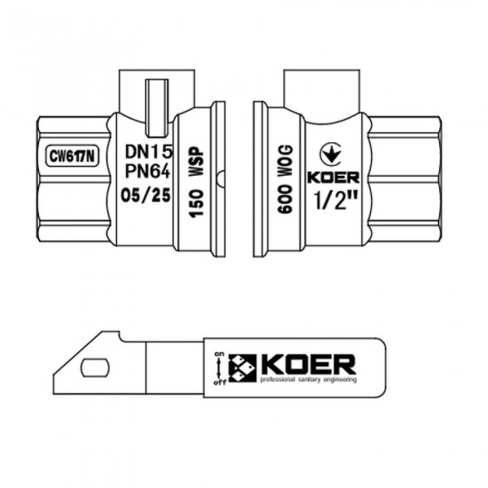 Кран кульовий ГГВ Koer Extreme KE.214-32 - 1 1/4" FF ручка "важіль" червона (KR5747)