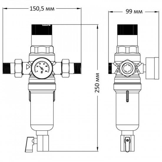 Фільтр самоочисний з редуктором тиску та манометром Koer KR.1242 - 3/4" (KR3188)