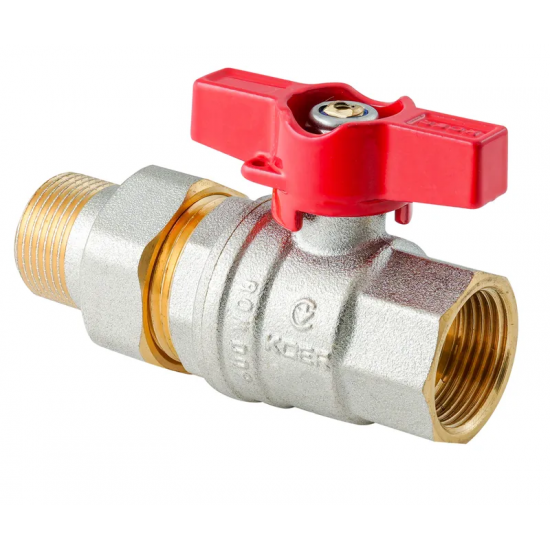 Кран з американкою Koer Extreme KE.227-20 - 3/4" ручка "метелик" червона (KR5766)