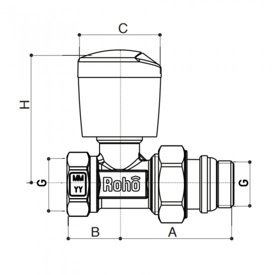 Кран радиаторный Roho R5561-050 - 1/2" прямой (антитечь) (RO0131)