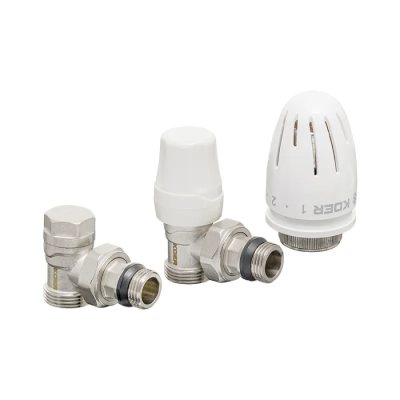 Комплект для подключения радиатора Koer SET-14 - 1/2"x3/4" (угловой) с термоголовкой ЗЗ (KR3178)