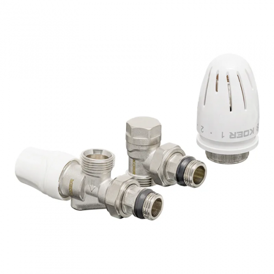 Комплект для подключения радиатора Koer SET-16 - 1/2"x3/4" (осевой) с термоголовкой ЗЗ (KR3179)