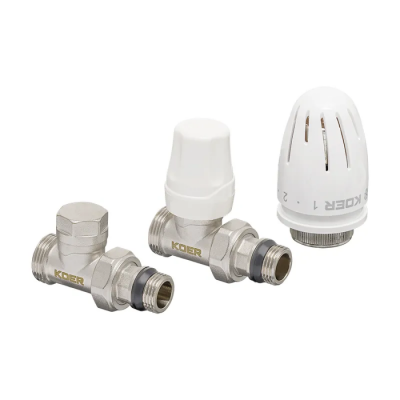 Комплект для подключения радиатора Koer SET-15 - 1/2"x3/4" (прямой) с термоголовкой ЗЗ (KR3180)
