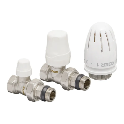 Комплект для подключения радиатора Koer SET-12 - 1/2"x1/2" (прямой) с термоголовкой ВЗ (KR3177)