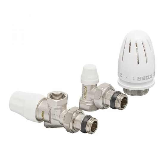 Комплект для подключения радиатора Koer SET-13 - 1/2"x1/2" (осевой) с термоголовкой ВЗ (KR3176)