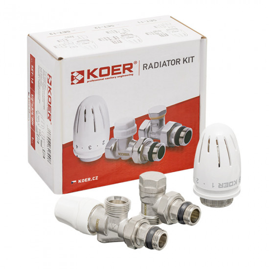 Комплект для подключения радиатора Koer SET-16 - 1/2"x3/4" (осевой) с термоголовкой ЗЗ (KR3179)
