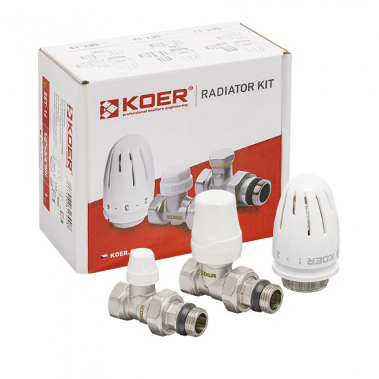 Комплект для подключения радиатора Koer SET-12 - 1/2"x1/2" (прямой) с термоголовкой ВЗ (KR3177)