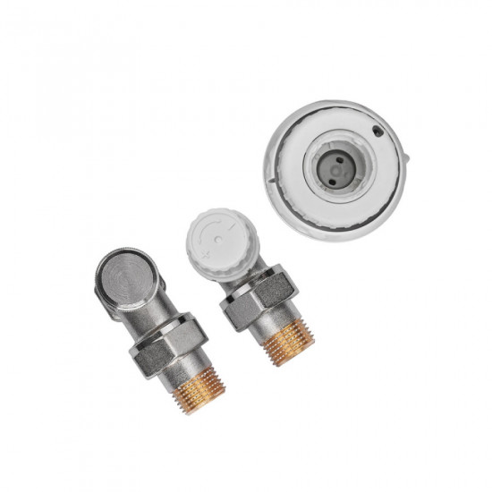 Комплект для подключения радиатора Koer SET-23 - 1/2'' угловой с термоголовкой, кликовое крепление (