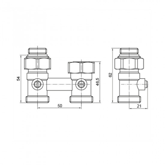 Вузел нижнего подключения радиатора прямой 3/4"x1/2" Koer KR.1133 (комплект) (KR3114)