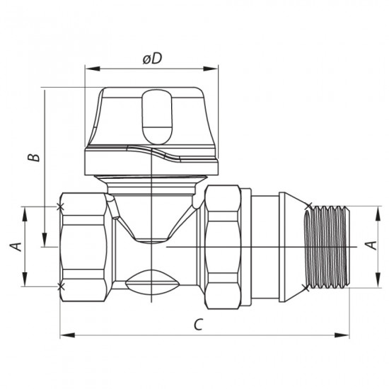 Кран термостатический прямой 3/4" KOER KR.923-GI (KR2685)