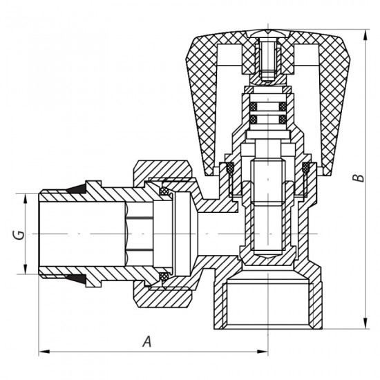 Вентиль угловой 1/2x1/2 "антіпротічка" Koer KR.901-Gi (KR0173)