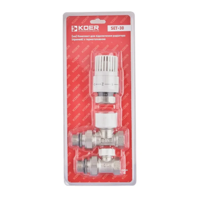 Комплект для підключення радіатора Koer SET-30 - 1/2'' (прямий) з термоголовкою (KR5717) Комплект для підключення радіатора Koer SET-30 - 1/2'' (прямий) з термоголовкою (KR5717)