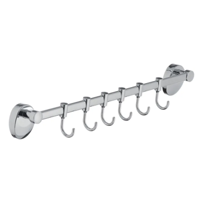 Вішалка для рушників у ванну з 6-ю рухливими гачками ZERIX LR3315-6 (LL1449)